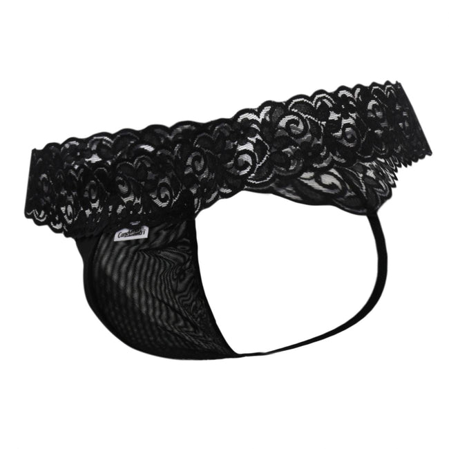 CandyMan 99370 Men's Underwear Sensual Lace Thongs Color Black