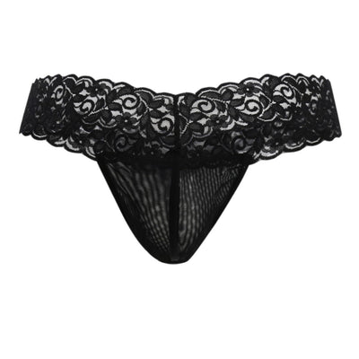 CandyMan 99370 Men's Underwear Sensual Lace Thongs Color Black