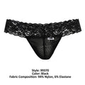 CandyMan 99370 Men's Underwear Sensual Lace Thongs Color Black