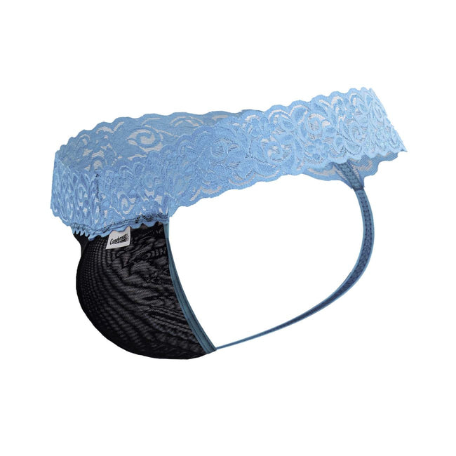 CandyMan 99370 Men's Underwear Sensual Lace Thongs Color Blue