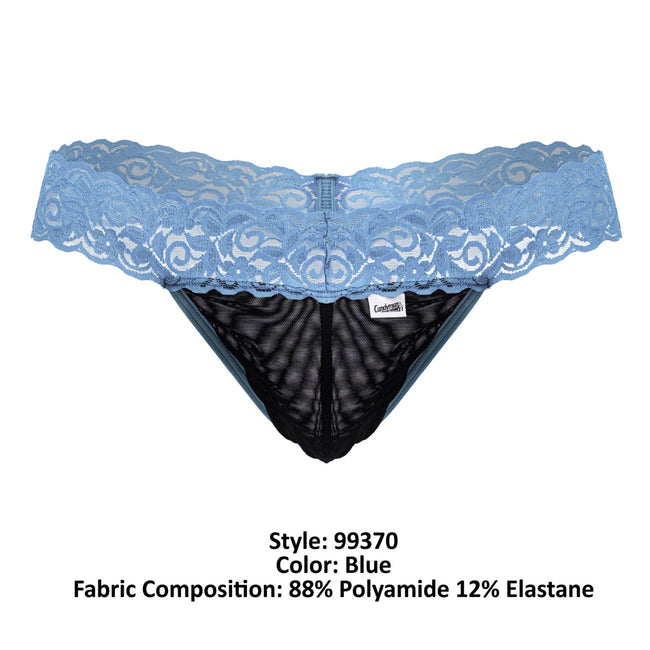 CandyMan 99370 Men's Underwear Sensual Lace Thongs Color Blue