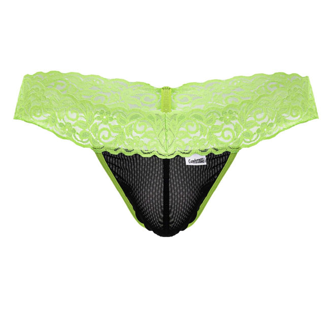 CandyMan 99370 Men's Underwear Sensual Lace Thongs Color Hot Green