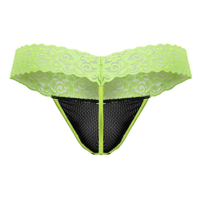 CandyMan 99370 Men's Underwear Sensual Lace Thongs Color Hot Green