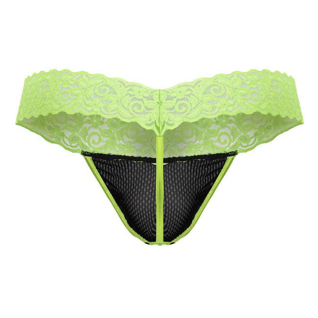 CandyMan 99370 Men's Underwear Sensual Lace Thongs Color Hot Green