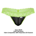 CandyMan 99370 Men's Underwear Sensual Lace Thongs Color Hot Green