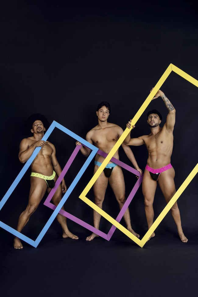 CandyMan 99370 Men's Underwear Sensual Lace Thongs Color Hot Pink