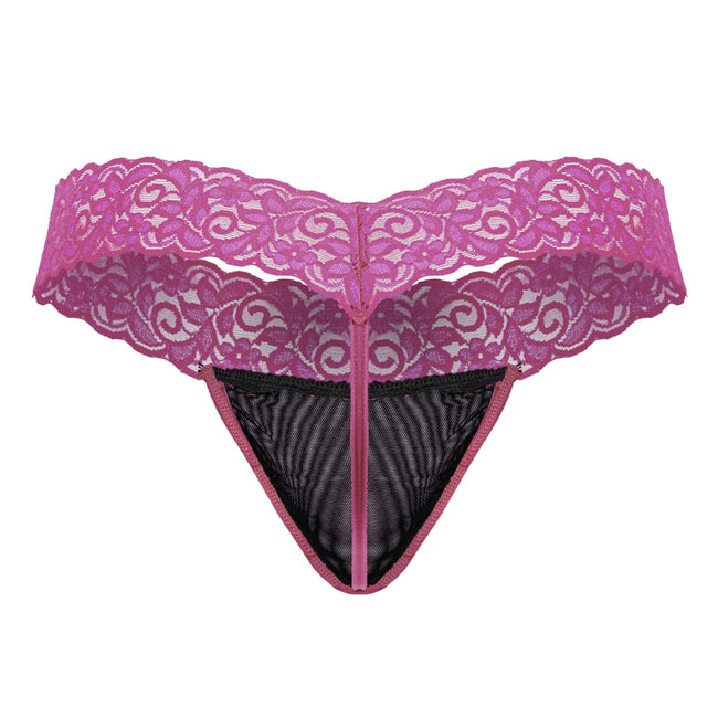 CandyMan 99370 Men's Underwear Sensual Lace Thongs Color Hot Pink