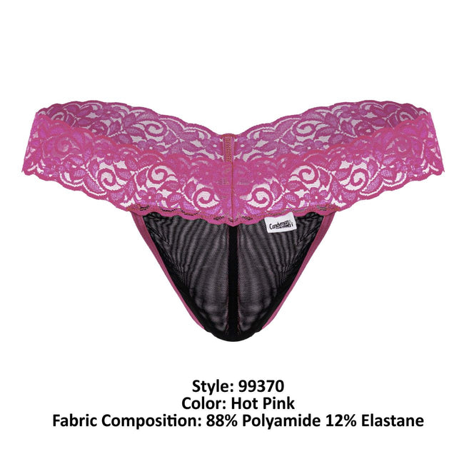CandyMan 99370 Men's Underwear Sensual Lace Thongs Color Hot Pink