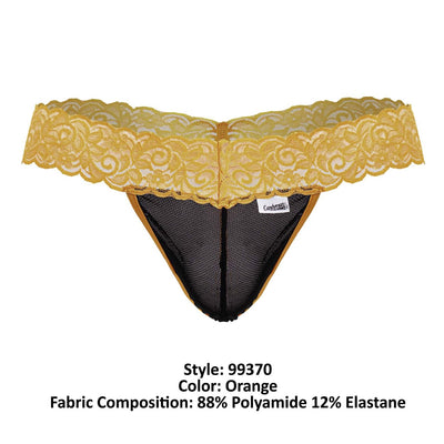 CandyMan 99370 Men's Underwear Sensual Lace Thongs Color Orange