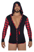 CandyMan 99575X Hoodie Bodysuit Color Black