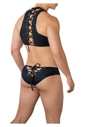 CandyMan 99628X Top and Brief Two Piece Set Color Black