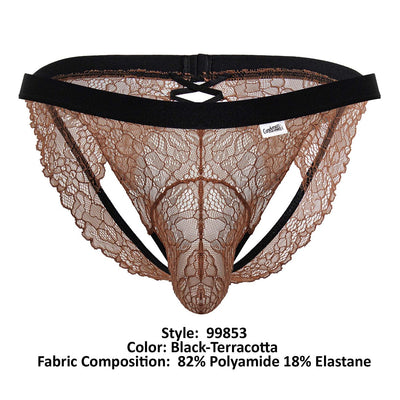 CandyMan 99853 Lace Jockstrap Color Black-Terracotta