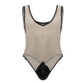 CandyMan 99858 Fishnet Bodysuit Color Beige-Black