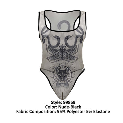 CandyMan 99869 Egyptian Bodysuit Color Nude-Black