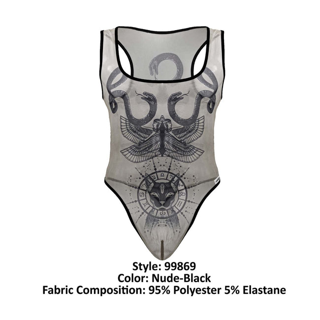 CandyMan 99869 Egyptian Bodysuit Color Nude-Black