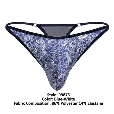 CandyMan 99875 Water prints Thongs Color Blue-White