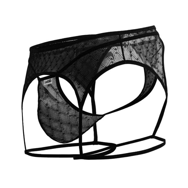 CandyMan 99898 Geometric Mesh Thongs Color Black