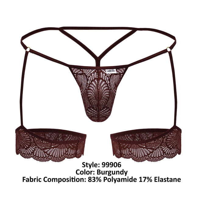 CandyMan 99906 Garter Lace Thongs Color Burgundy