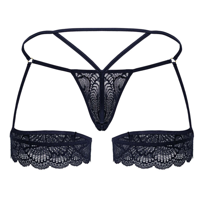 CandyMan 99906 Garter Lace Thongs Color Navy