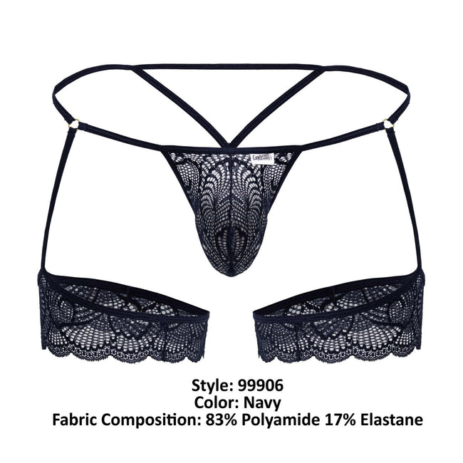 CandyMan 99906 Garter Lace Thongs Color Navy