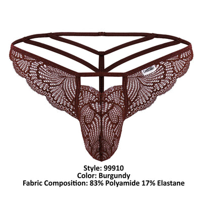 CandyMan 99910 Lace Thongs Color Burgundy