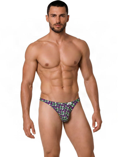 CandyMan 99924 Men's Underwear Printed Thong Color Printed Purple