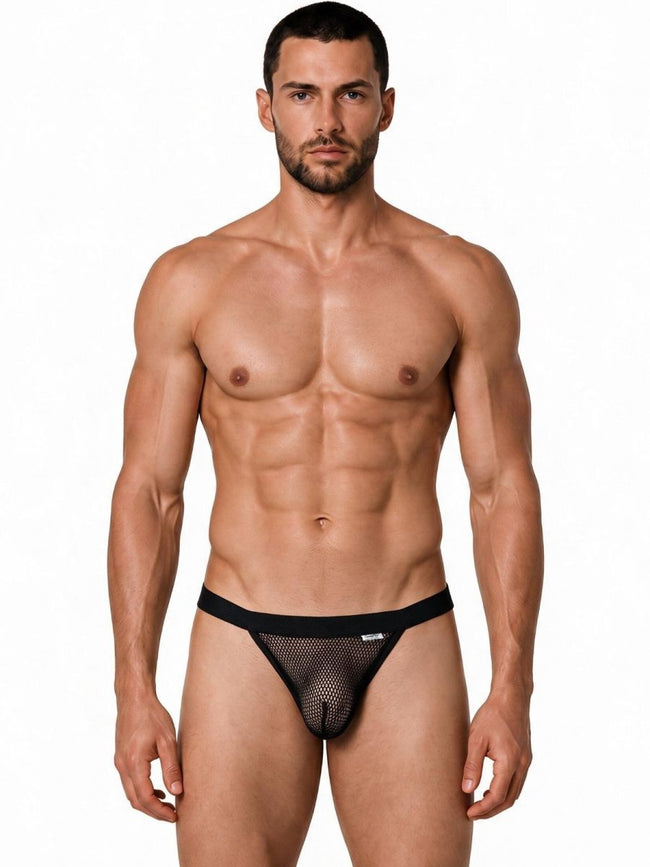 CandyMan 99933 Men's Underwear Seductive Mesh Bikini Color Black Mesh