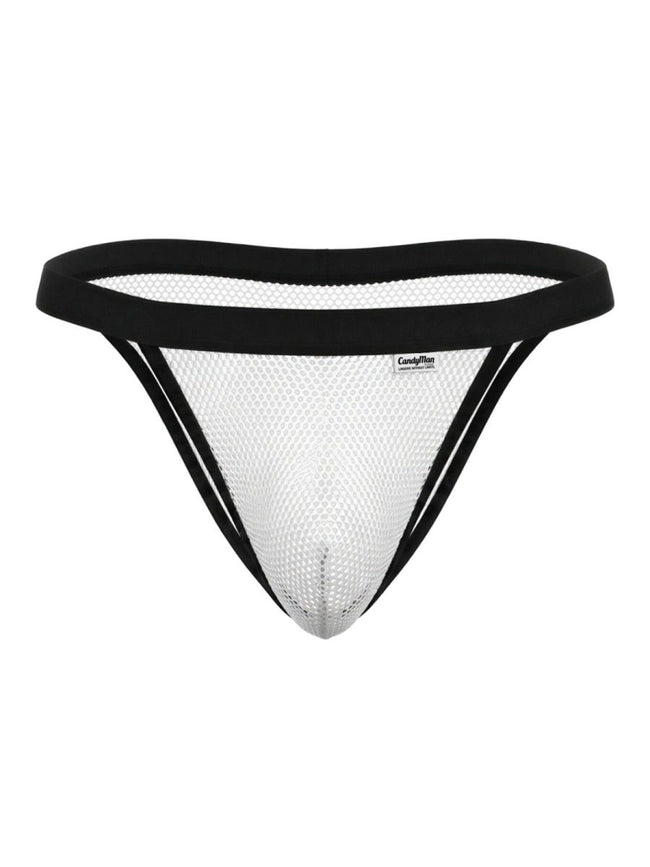 CandyMan 99933 Men's Underwear Seductive Mesh Bikini Color White Mesh