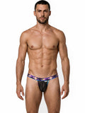 CandyMan 99936 Men's Underwear Tropical Palm Print Thongs Color Black