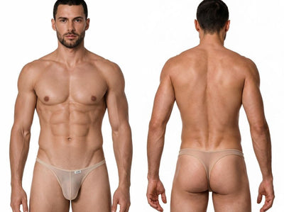 CandyMan 99954 Men's Underwear Sheer Mesh Thongs Color Beige Mesh