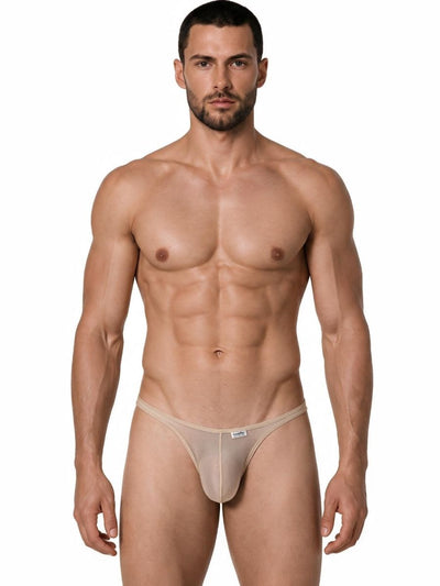 CandyMan 99954 Men's Underwear Sheer Mesh Thongs Color Beige Mesh