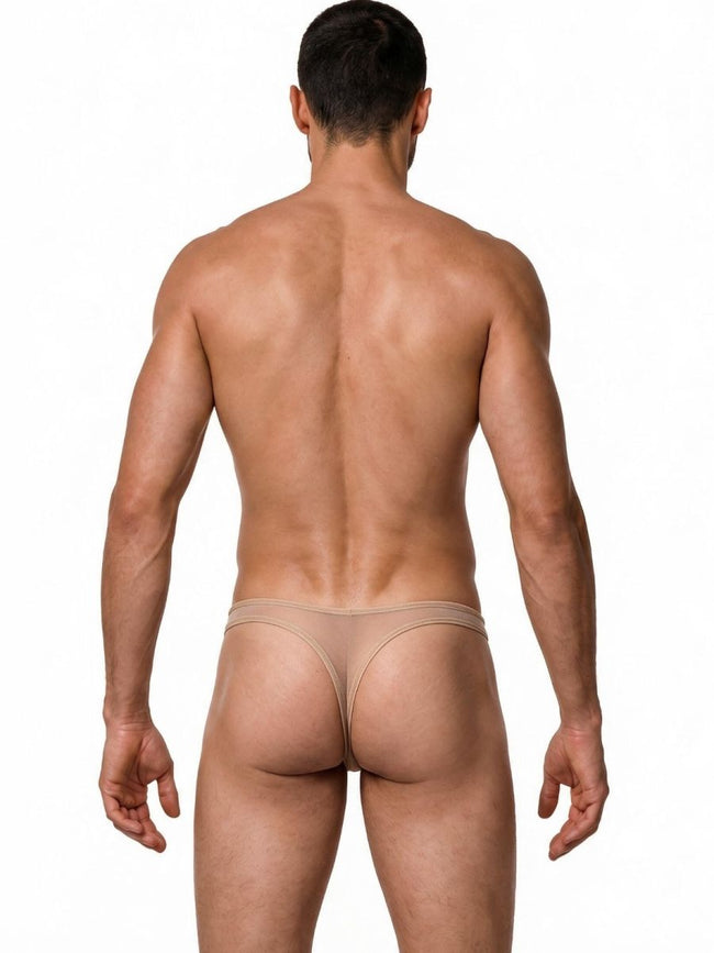 CandyMan 99954 Men's Underwear Sheer Mesh Thongs Color Beige Mesh