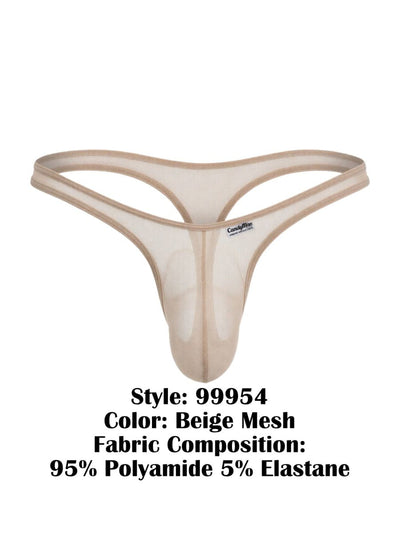 CandyMan 99954 Men's Underwear Sheer Mesh Thongs Color Beige Mesh