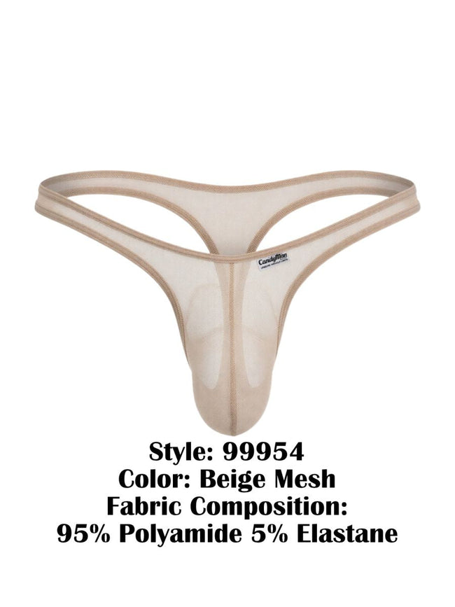 CandyMan 99954 Men's Underwear Sheer Mesh Thongs Color Beige Mesh