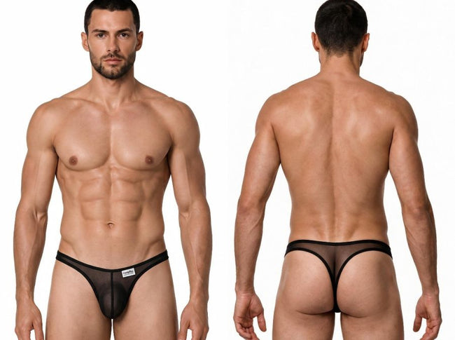 CandyMan 99954 Men's Underwear Sheer Mesh Thongs Color Black Mesh