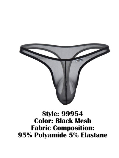 CandyMan 99954 Men's Underwear Sheer Mesh Thongs Color Black Mesh