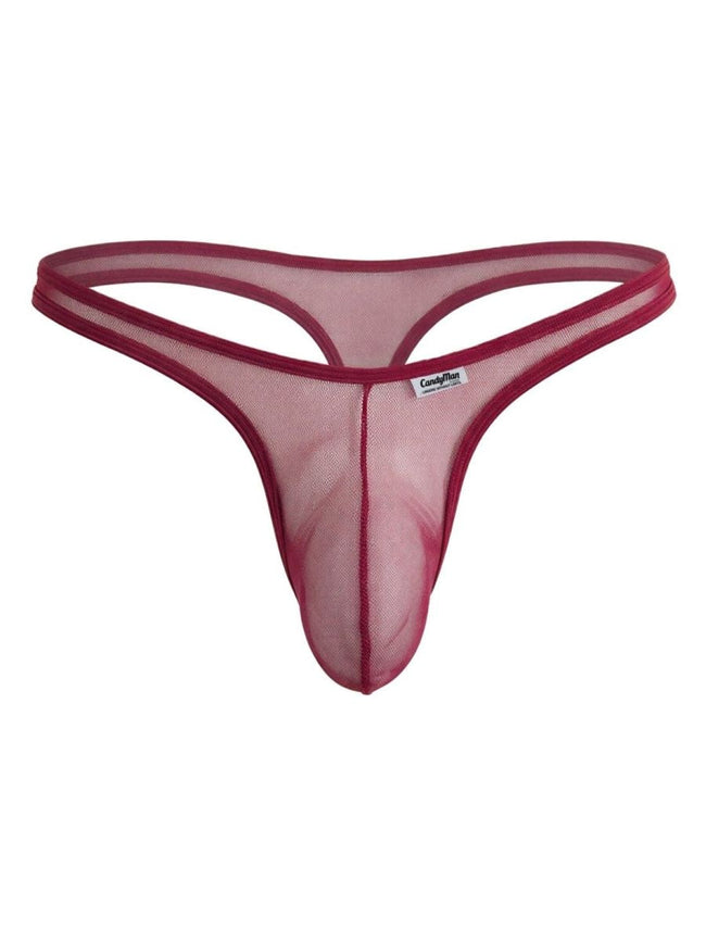 CandyMan 99954 Men's Underwear Sheer Mesh Thongs Color Burgundy Mesh
