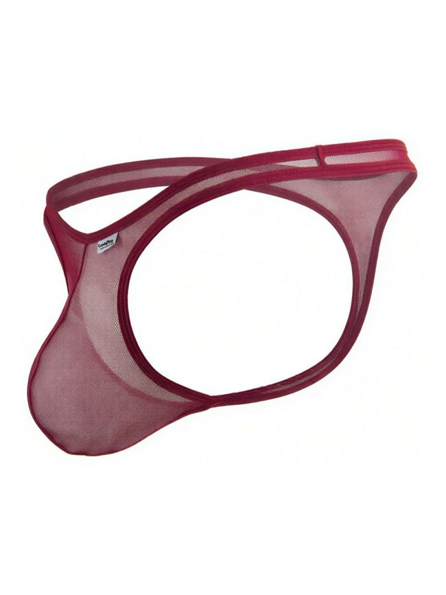 CandyMan 99954 Men's Underwear Sheer Mesh Thongs Color Burgundy Mesh