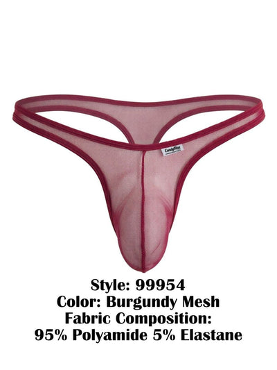 CandyMan 99954 Men's Underwear Sheer Mesh Thongs Color Burgundy Mesh