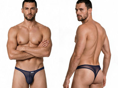 CandyMan 99954 Men's Underwear Sheer Mesh Thongs Color Navy Mesh