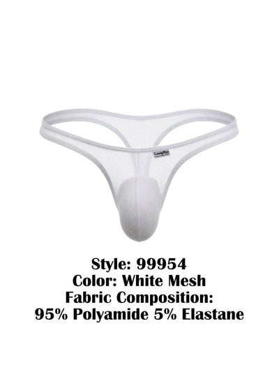 CandyMan 99954 Men's Underwear Sheer Mesh Thongs Color White Mesh
