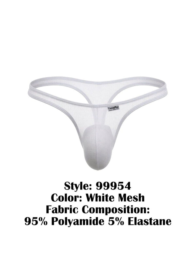 CandyMan 99954 Men's Underwear Sheer Mesh Thongs Color White Mesh