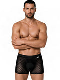 CandyMan 99962 Men's Underwear Sheer Geometric Mesh Boxer Briefs Color Black