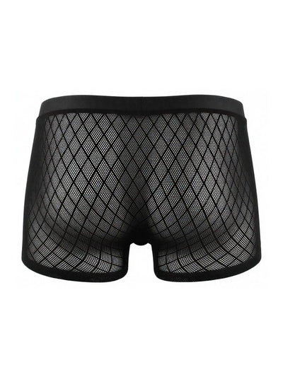 CandyMan 99962 Men's Underwear Sheer Geometric Mesh Boxer Briefs Color Black