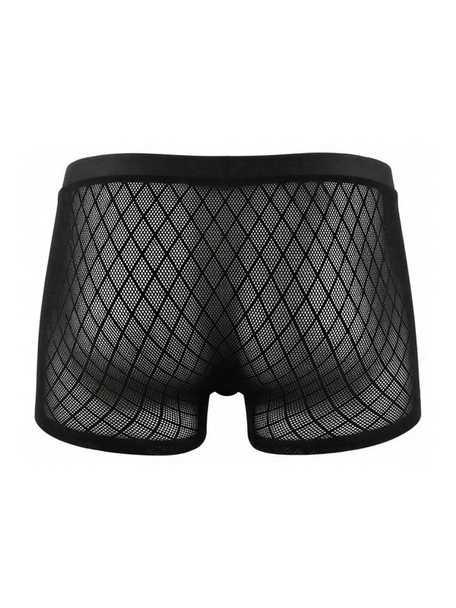CandyMan 99962 Men's Underwear Sheer Geometric Mesh Boxer Briefs Color Black