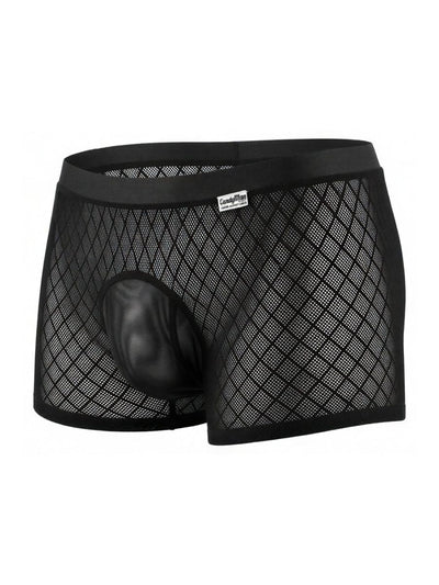 CandyMan 99962 Men's Underwear Sheer Geometric Mesh Boxer Briefs Color Black
