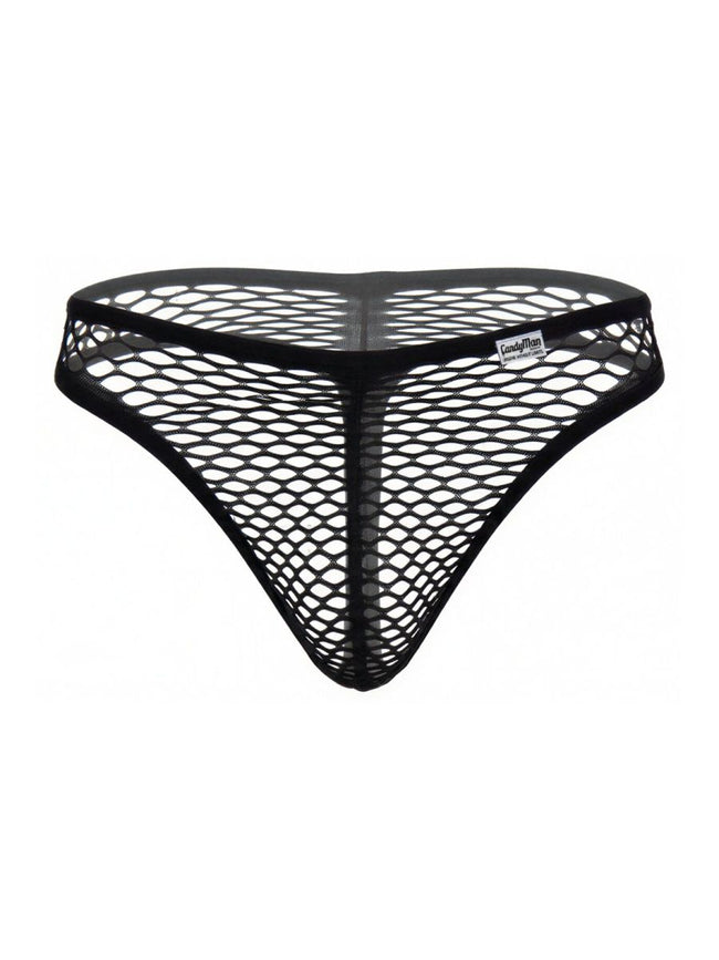 CandyMan 99963 Men's Underwear Fishnet Breathable Thong Color Black