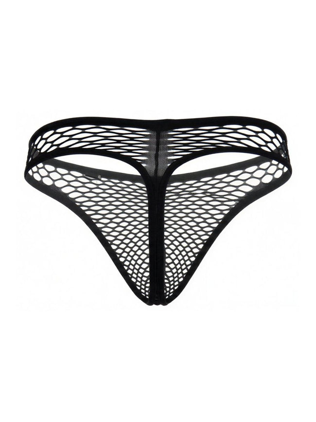 CandyMan 99963 Men's Underwear Fishnet Breathable Thong Color Black