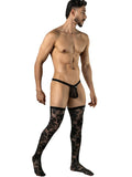 CandyMan 99968 Men's Underwear Seductive Lace Thigh Highs Color Black
