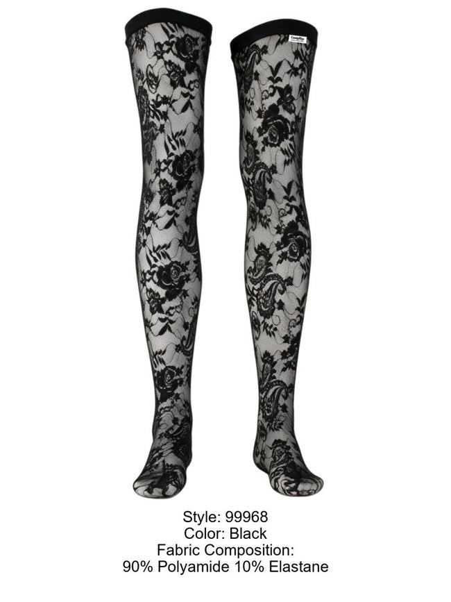 CandyMan 99968 Men's Underwear Seductive Lace Thigh Highs Color Black
